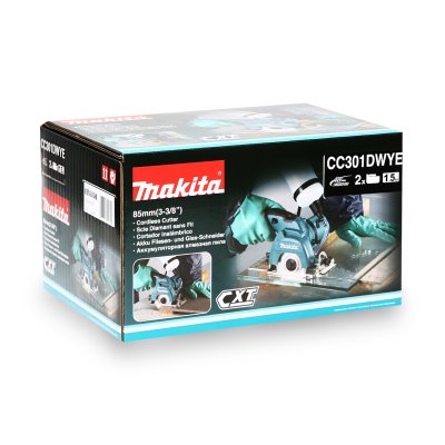 ตัดกระจกไร้สาย MAKITA 12V 3-3/8" รวมแบต 2 ก้อน รุ่น CC301DWYE