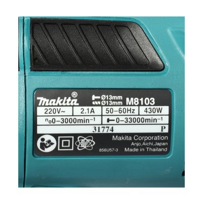 สว่านกระแทกไฟฟ้า MAKITA 13 มม. 430W พร้อมกล่องและอุปกรณ์ รุ่น M8103KX1B