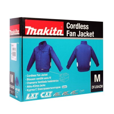 เสื้อแจ็คเก็ตพัดลมไร้สาย MAKITA 12/18V ผ้าฝ้าย ไซส์ M รุ่น DFJ304ZM