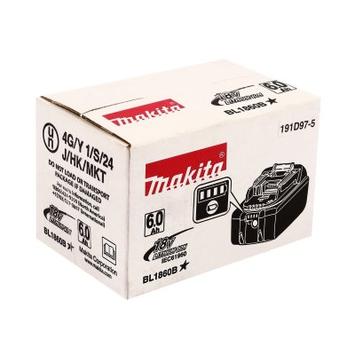 แบตเตอรี่ลิเธียมไอออน 18V 6.0Ah มีไฟบอกระดับ MAKITA รุ่น BL1860B