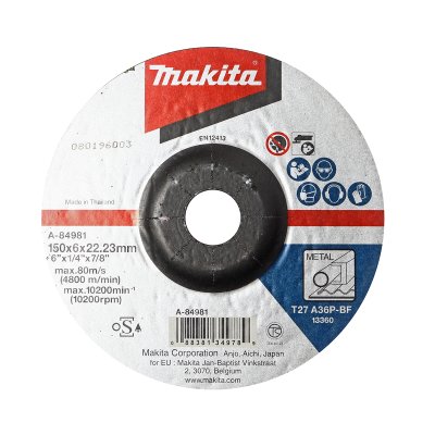 แผ่นเจียรเหล็ก MAKITA 6X6 มม. A36P ดำ รุ่น MP003430