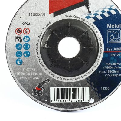แผ่นเจียร์เหล็ก/สแตนเลส 4 นิ้ว หนา 4 มม. เกรด A36P สีดำ MAKITA รุ่น B-07272