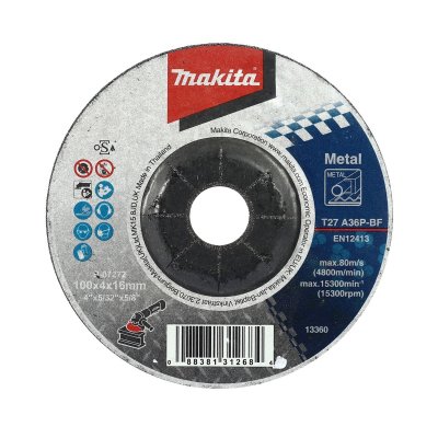 แผ่นเจียร์เหล็ก/สแตนเลส 4 นิ้ว หนา 4 มม. เกรด A36P สีดำ MAKITA รุ่น B-07272