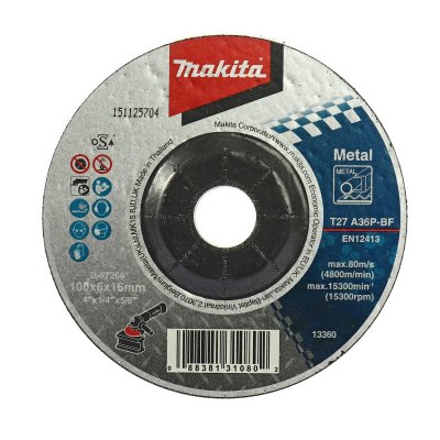 แผ่นเจียร์เหล็ก/สแตนเลส 4 นิ้ว หนา 6 มม. เกรด A36P สีดำ MAKITA รุ่น B-07266