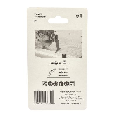 ใบตัดเหลี่ยมไม้เนื้อแข็ง MAKITA BI-M ระบบ Starlock รุ่น TMA055 (65X40 มม.)
