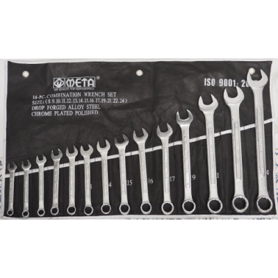 META ชุดประแจปากตายข้าง/แหวนข้าง 14ตัว/ชุดเล็ก เบอร์8-24