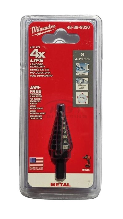 Step Drills 4-20 mm (เหล็ก,สเตนเลส,PVC) MILWAUKEE รุ่น 48-89-9320