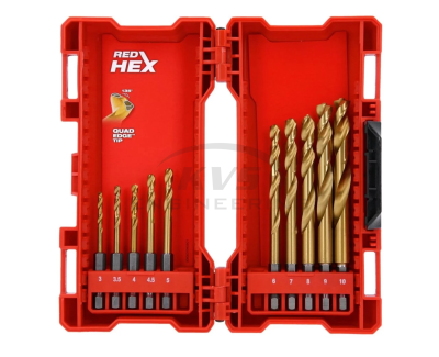 ชุดดอกเจาะเหล็กไทเทเนี่ยม MILWAUKEE Red Hex HSS-G Titanium (10ดอก) รุ่น 48-89-4859