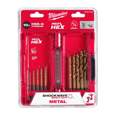 ชุดดอกเจาะเหล็กไทเทเนี่ยม MILWAUKEE Red Hex HSS-G Titanium (10ดอก) รุ่น 48-89-4859