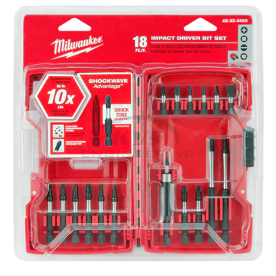 ชุดดอกไขควง MILWAUKEE SHOCKWAVE Impact Duty 18 ชิ้น รุ่น 48-32-4403