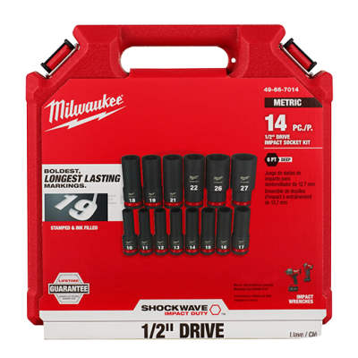 ชุดลูกบล็อกกระแทกยาว MILWAUKEE 1/2" (14 ชิ้น) รุ่น 49-66-7014