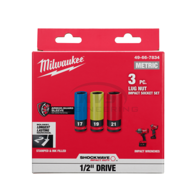 ชุดลูกบล็อกถอดล้อรถยนต์แกน MILWAUKEE 1/2" 3 ชิ้น รุ่น 49-66-7834