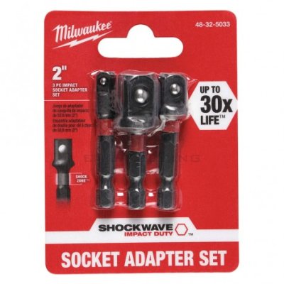 ชุดอะแดปเตอร์หัวบล็อก MILWAUKEE 1/4", 3/8", 1/2" แกนหกเหลี่ยม รุ่น 48-32-5033