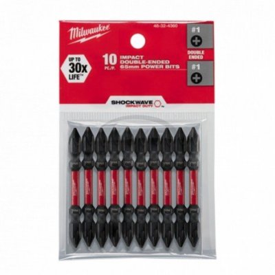 ดอกไขควง MILWAUKEE Double Ended (10 ดอก) PH1-65 มม.–PH3-110 มม.