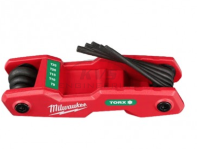 ประแจหกเหลี่ยมหัวทอร์คแบบพับเก็บ MILWAUKEE 8 ชิ้น รุ่น 48-22-2184