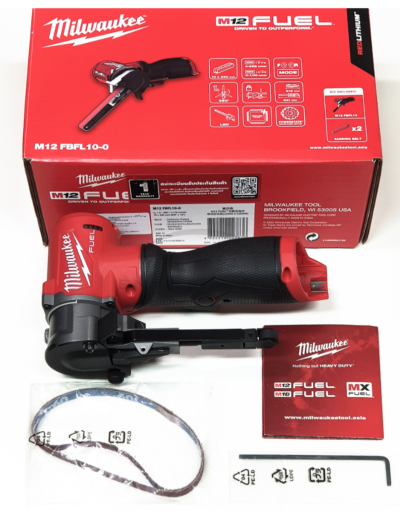 เครื่องขัดกระดาษทรายสายพาน MILWAUKEE 3/8” 13” 12 โวลต์ รุ่น M12FBFL10-0