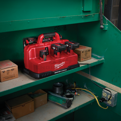 แท่นชาร์จแบตเตอรี่ MILWAUKEE 12-18 โวลต์ แบบชาร์จเร็ว 6 ช่อง รุ่น M12-18C3