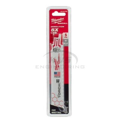 ใบเลื่อยซอว์ซอลตัดเหล็ก MILWAUKEE 6" TORCH Ice Hardened 14 TPI (5 ใบ) รุ่น 48-00-4782