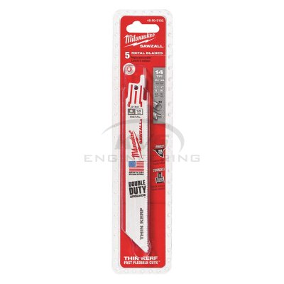 ใบเลื่อยซอว์ซอลตัดเหล็ก MILWAUKEE 6" Thin Kerf 14 TPI (5 ใบ) รุ่น 48-00-5182