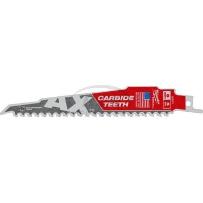 ใบเลื่อยซอว์ซอลตัดไม้ MILWAUKEE 6" AX ฟันคาร์ไบด์ 5 TPI (1 ใบ) รุ่น 48-00-5221