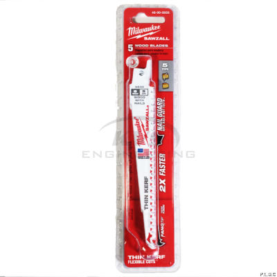 ใบเลื่อยซอว์ซอลตัดไม้ MILWAUKEE 6" Thin Kerf 5 TPI (5 ใบ) รุ่น 48-00-5035