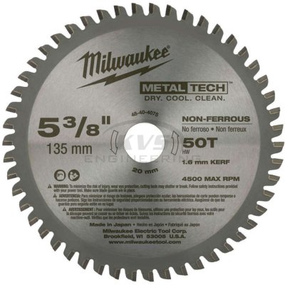 ใบเลื่อยวงเดือนตัดเหล็ก MILWAUKEE 5 3/8" (135 มม.) 50 ฟัน รุ่น 48-40-4075