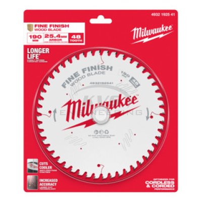ใบเลื่อยวงเดือนตัดไม้ MILWAUKEE 190 มม. Fine Finish 48 ฟัน รุ่น 4932192541