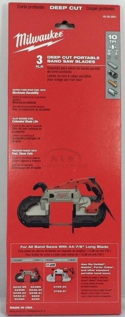 ใบเลื่อยสายพาน MILWAUKEE 44-7/8" 10TPI (3 ใบ) รุ่น 48-39-0501