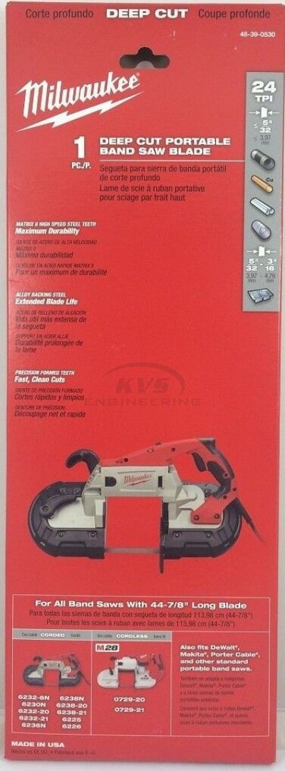 ใบเลื่อยสายพาน MILWAUKEE 44-7/8" 24TPI (1 ใบ) รุ่น 48-39-0530