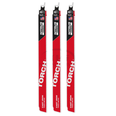 ใบเลื่อยไนตรัสคาร์ไบด์ MILWAUKEE 7TPI ยาว 12 นิ้ว (แพค 3 ชิ้น) รุ่น 48-00-5363 รุ่น TORCH