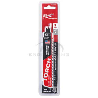 ใบเลื่อยไนตรัสคาร์ไบด์ MILWAUKEE 7TPI ยาว 6 นิ้ว (แพค 3 ชิ้น) รุ่น 48-00-5361 รุ่น TORCH