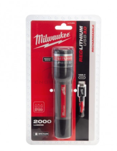 ไฟฉายปรับแสงแบบชาร์จไฟ MILWAUKEE 2000 ลูเมน รุ่น L4FL2000