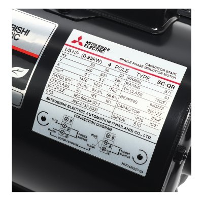 มอเตอร์เหนี่ยวนำ 1 เฟส 1/3 HP 4P 220V MITSUBISHI ELECTRIC รุ่น SC-QR