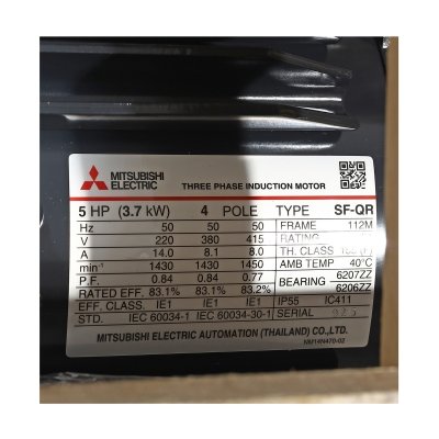 มอเตอร์เหนี่ยวนำ 3 เฟส 20 HP 4P 380/415V IP55 MITSUBISHI ELECTRIC รุ่น SF-Q