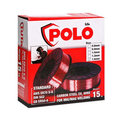 ลวดเชื่อม MIG POLO เกรด ER70S-6 ขนาด 1.6MM น้ำหนัก 15KG