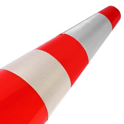 กรวยจราจร PVC ฐานสีดำคาดแถบสะท้อนแสง สูง 70 CM POLO รุ่น P591-0030