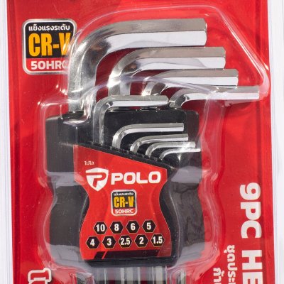 ชุดประแจแอลหกเหลี่ยม ก้านยาวพิเศษ POLO รุ่น P561-2240 9 ชิ้น