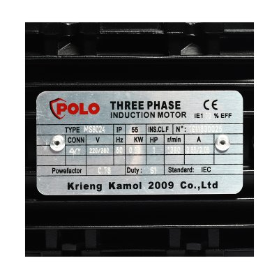 มอเตอร์ไฟฟ้า POLO 1 HP 380V 3สาย 4P รุ่น MS 8024
