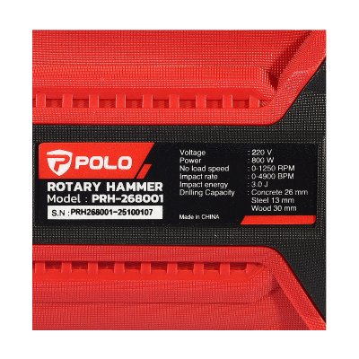 สว่านโรตารี่ POLO 26 มม 800W 3 ระบบ เปลี่ยนหัว รุ่น PRH-268001