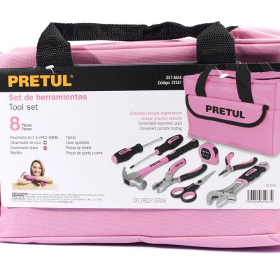 ชุดกระเป๋าเครื่องมือช่าง สีชมพู 8 ชิ้น PRETUL รุ่น 21251