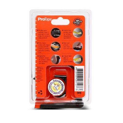 ตลับเมตร 3.5ม./12ฟุต หุ้มยางส้ม/ดำ PROTAPE รุ่น 0-312ME