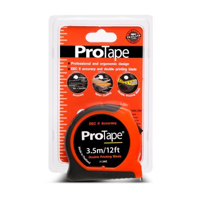 ตลับเมตร 3.5ม./12ฟุต หุ้มยางส้ม/ดำ PROTAPE รุ่น 0-312ME