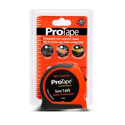 ตลับเมตร 5ม./16ฟุต หุ้มยางส้ม/ดำ PROTAPE รุ่น 0-516ME