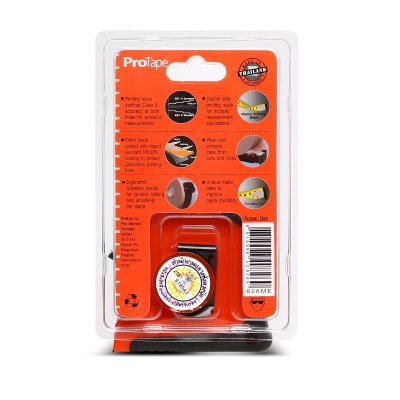 ตลับเมตร 8ม./26ฟุต หุ้มยางส้ม/ดำ PROTAPE รุ่น 0-826ME