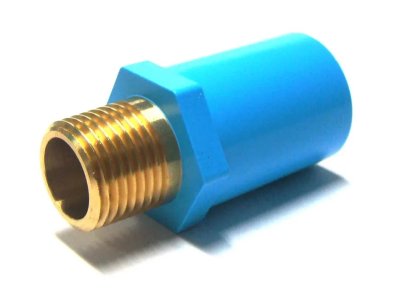 ข้อต่อตรงเกลียวนอกทองเหลืองหนา ฟ้า SCG