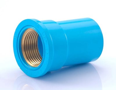 ข้อต่อตรงเกลียวในทองเหลืองหนา ฟ้า SCG