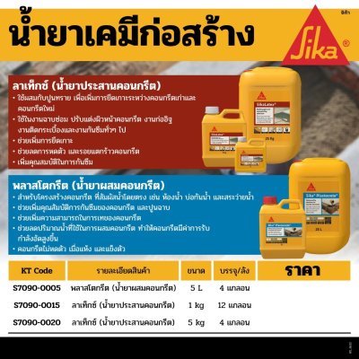 น้ำยาประสานคอนกรีต SIKA Latex รุ่น S7090-0015 (1 กก./5 กก.)