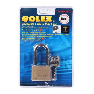 กุญแจคล้องทองเหลือง SOLEX รุ่น R40 L PREMIUM