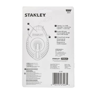 ชุดบักเต้าตีเส้น พร้อมลูกดิ่งและชอล์ก 30M สีน้ำเงิน STANLEY รุ่น 47-443