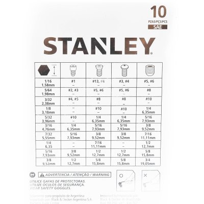 ชุดประแจหกเหลี่ยมก้านสั้น 10 ชิ้น STANLEY รุ่น 69-254-22